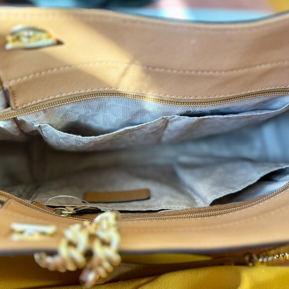 Michael Kors Tan Saffiano Leather Chain Shoulder Tote – Gold Hardware - Picture 6 of 10